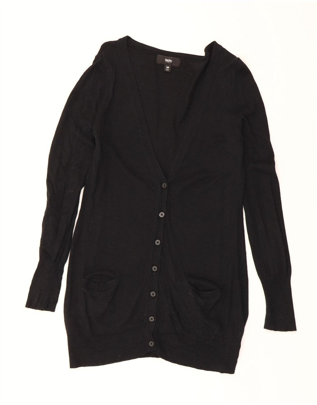 MOSSIMO Womens Longline Cardigan Sweater UK 12 Medium Black Nylon Vintage Mossimo and Second-Hand Mossimo from Messina Hembry 