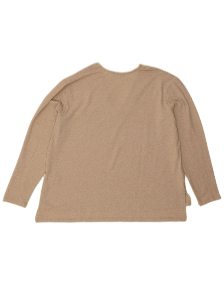 Zara Mujer Jersey con Cuello en V Jersey UK 46 Grande Poliéster Beige