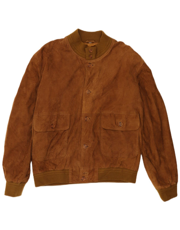 VINTAGE Chaqueta bomber de ante para hombre Reino Unido 42 XL Cuero marrón
