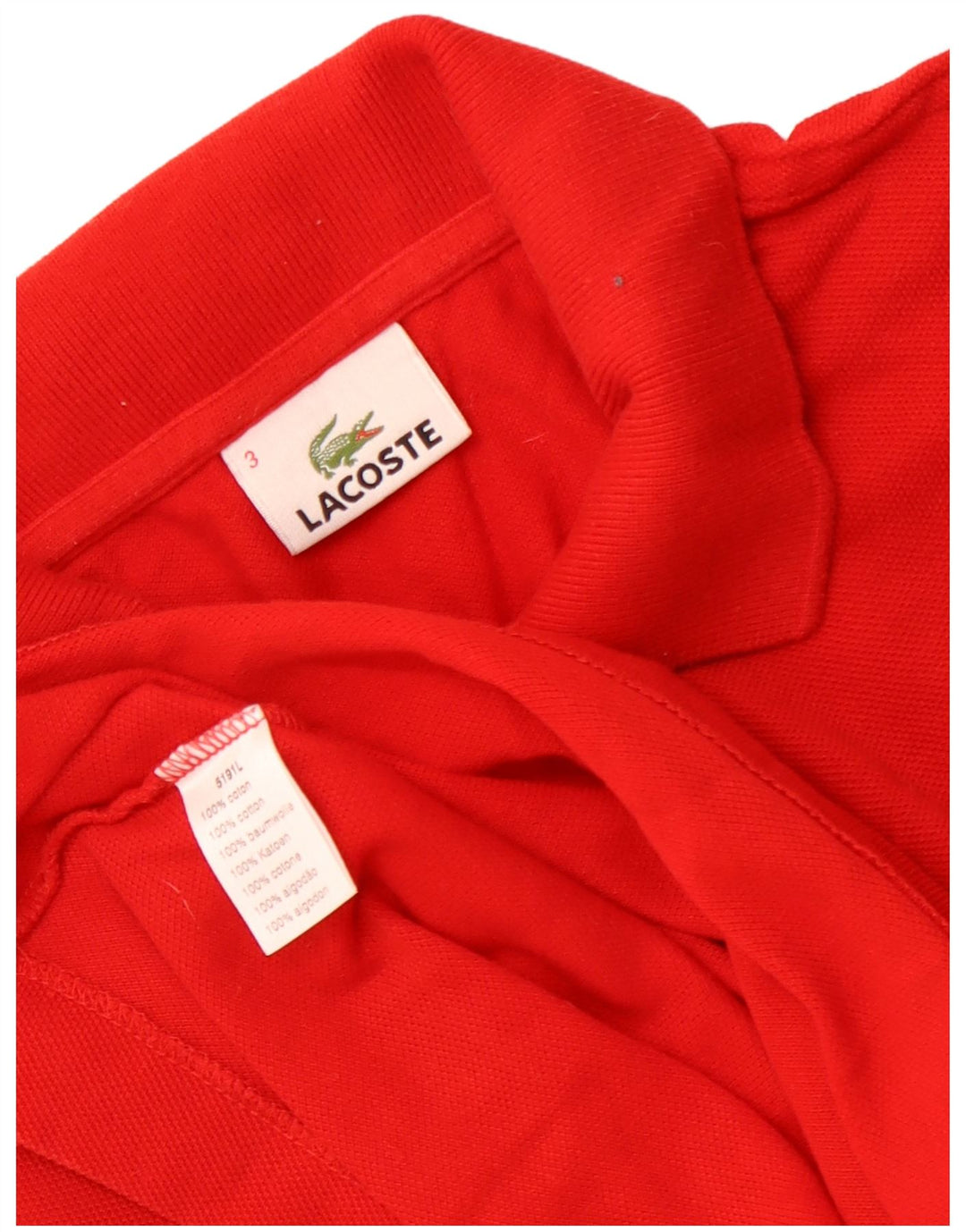 LACOSTE Polo para hombre talla 3 pequeño algodón rojo