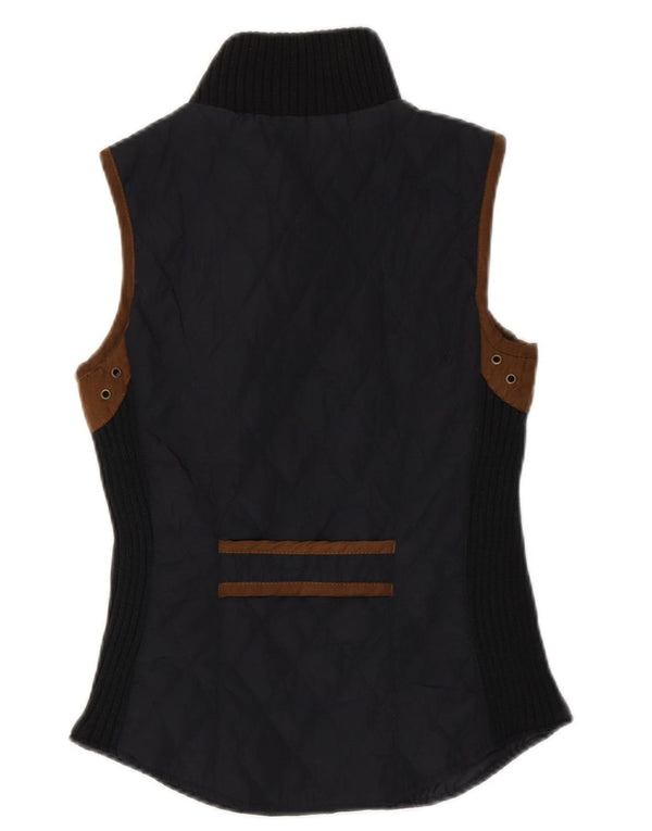 Zara Mujer Chaleco Acolchado UK 6 XS Azul Marino Colorblock Poliéster