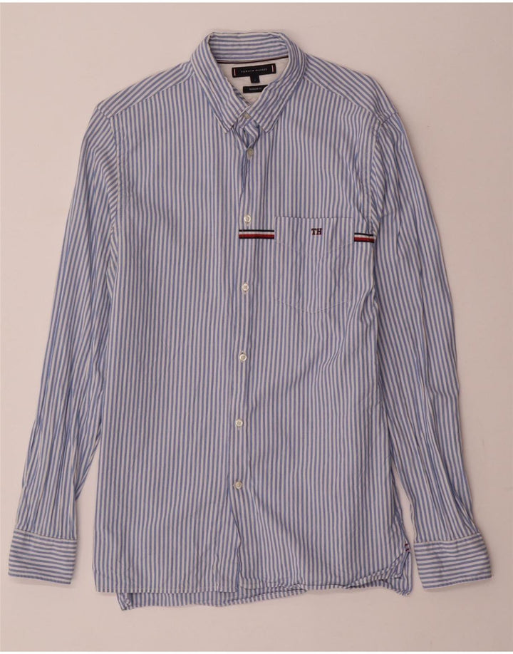 TOMMY HILFIGER Camisa Regular Fit para Hombre Algodón A Rayas Azul Pequeño