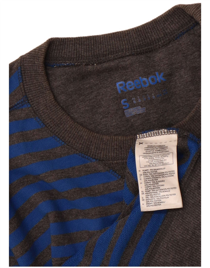 REEBOK Hombre Sudadera Jumper Small Azul Rayas Algodón