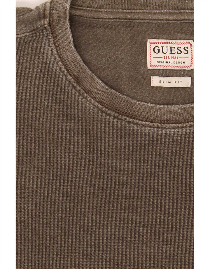 Guess Hombre Slim Fit Top Manga Larga Caqui Medio