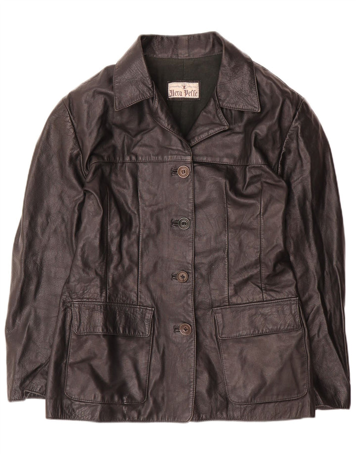 Chaqueta de cuero vintage para mujer IT 48 XL cuero negro