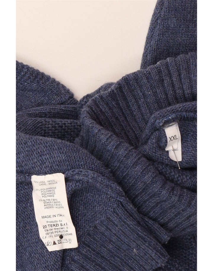 SIR RAPHAEL Suéter tipo jersey con cuello vuelto para mujer UK 20 2XL Lana azul marino