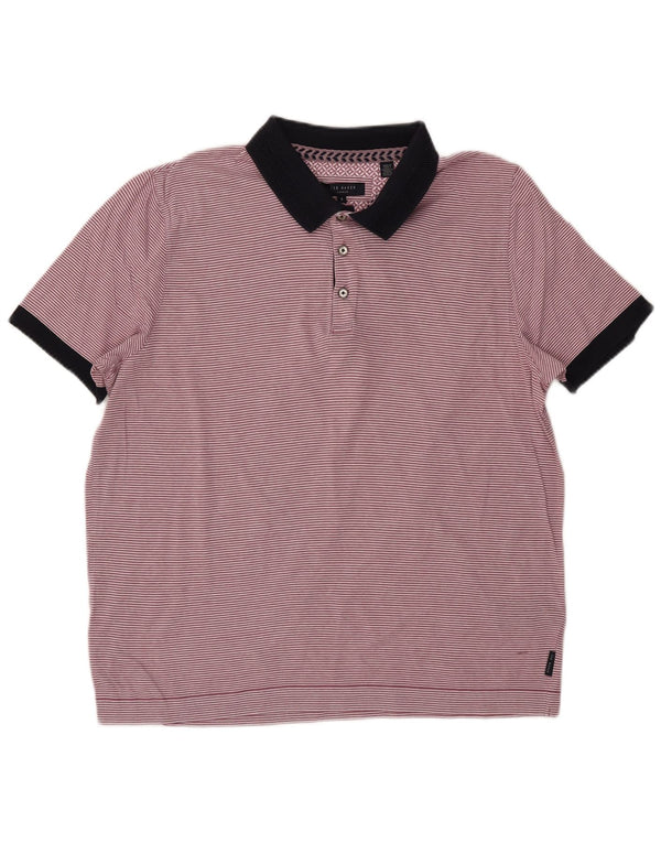 TED BAKER Polo para hombre Talla 5 XL Algodón a rayas rosa
