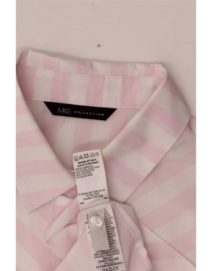 Marks & Spencer Camisa de manga corta para mujer UK 42 Mediana Rayas blancas