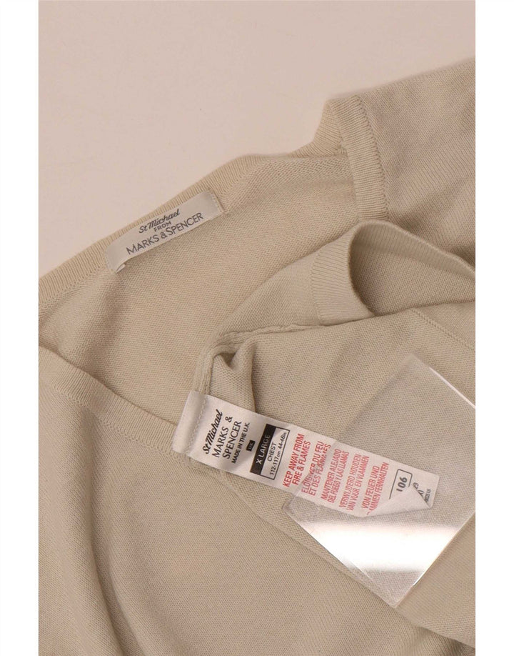 Marks & Spencer Hombre Top Manga Larga XL Algodón Beige