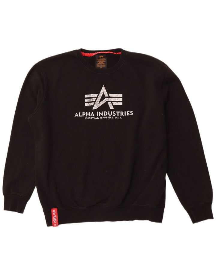 ALPHA INDUSTRIES Sudadera gráfica para hombre Jumper 2XL Algodón negro