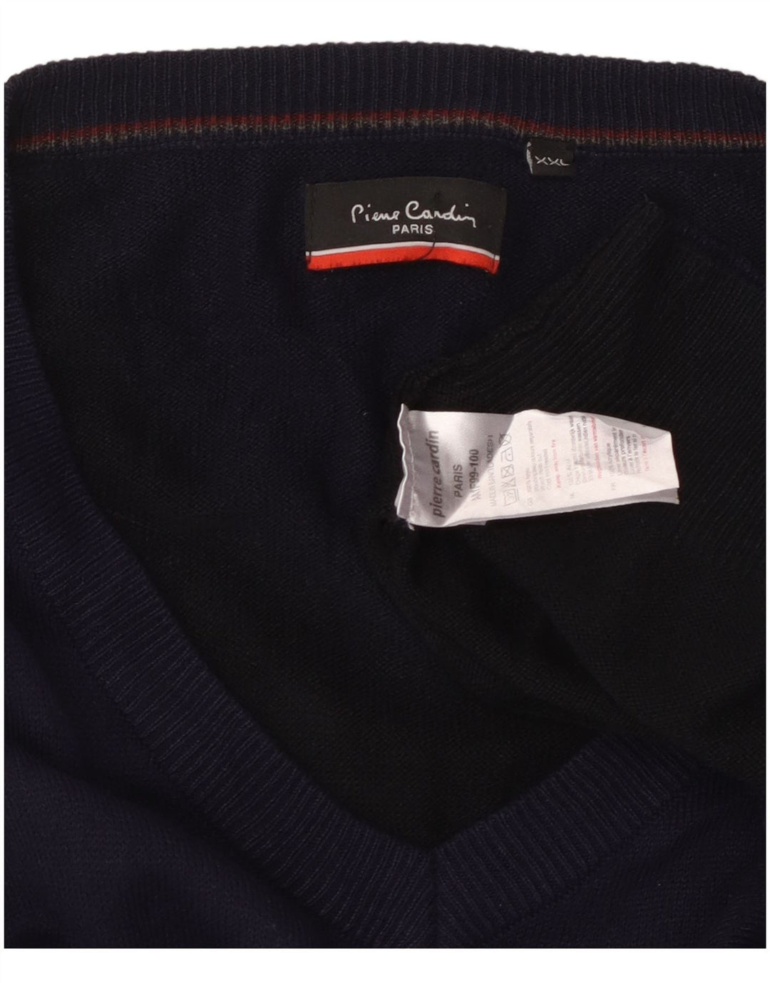 PIERRE CARDIN Jersey con cuello en V para hombre 2XL Azul marino Acrílico