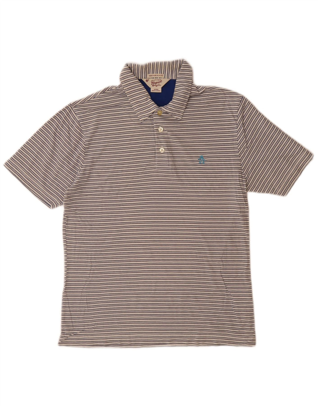PENGUIN Polo Heritage Slim Fit para hombre de algodón a rayas beige pequeño