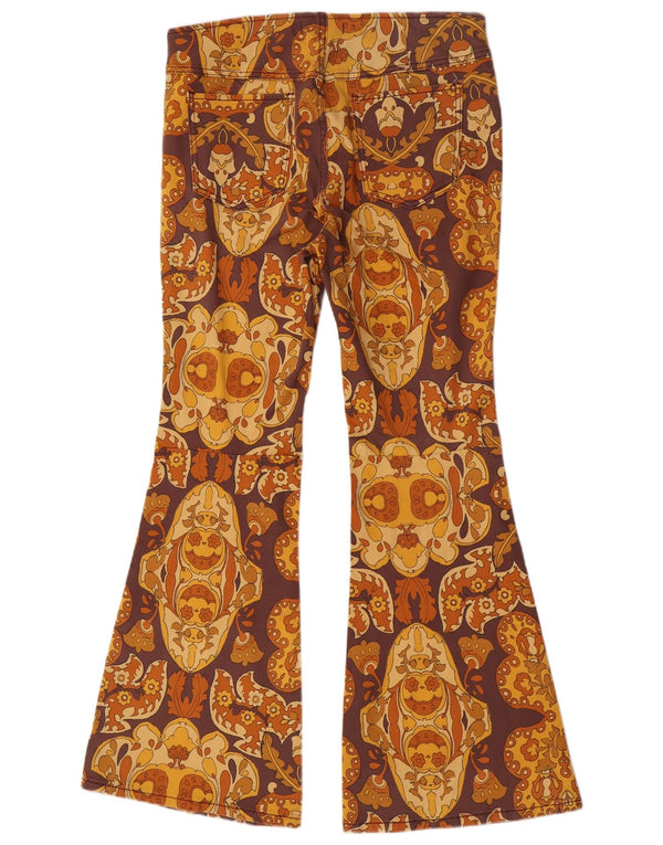 Vintage mujer bengala pantalones casuales Reino Unido 18 XL W36 L33 marrón geométrico