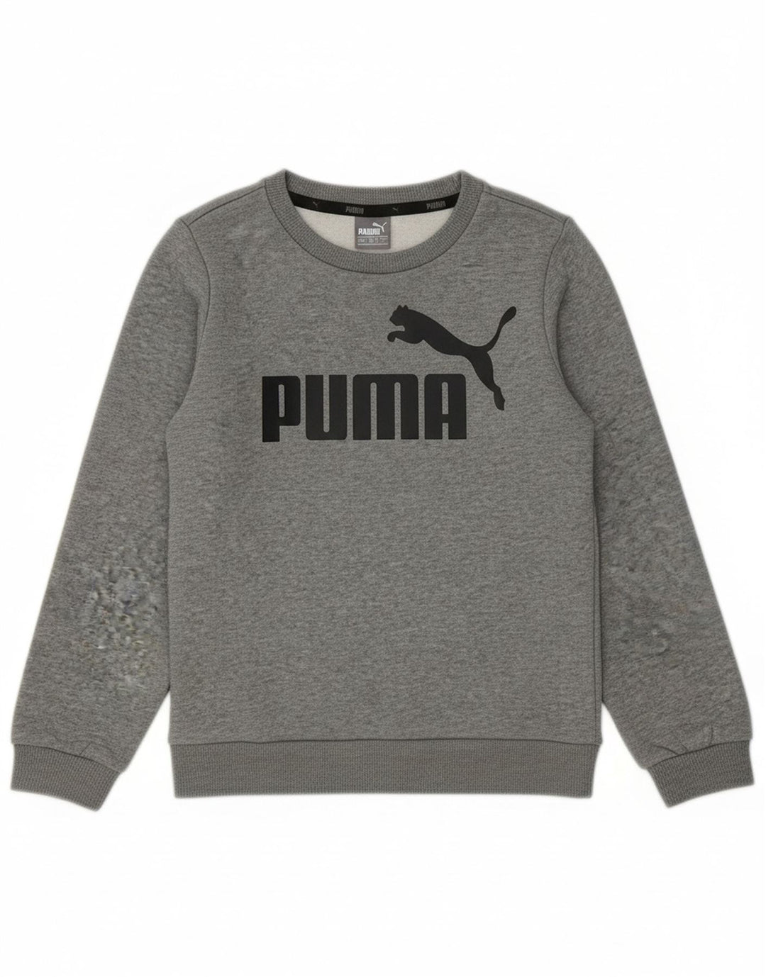 PUMA Boys Graphic Sweatshirt Jumper 7-8 Years Grey Cotton