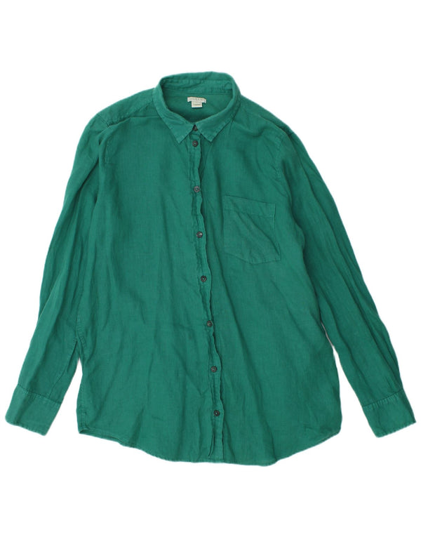 J. CREW Camisa para mujer Reino Unido 44 Lino verde medio