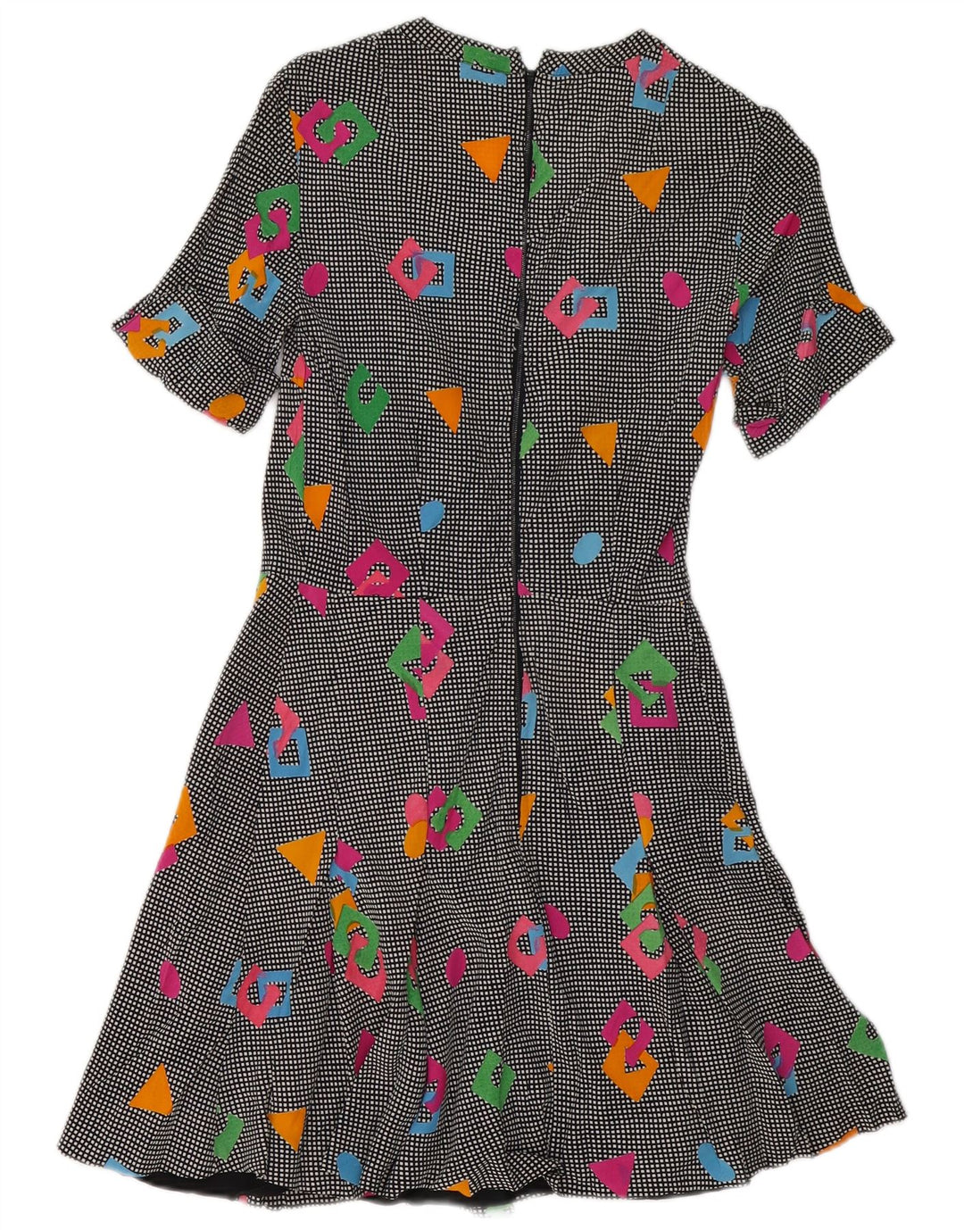 Vintage mujer A-Line vestido Reino Unido 8 pequeño multicolor geométrico