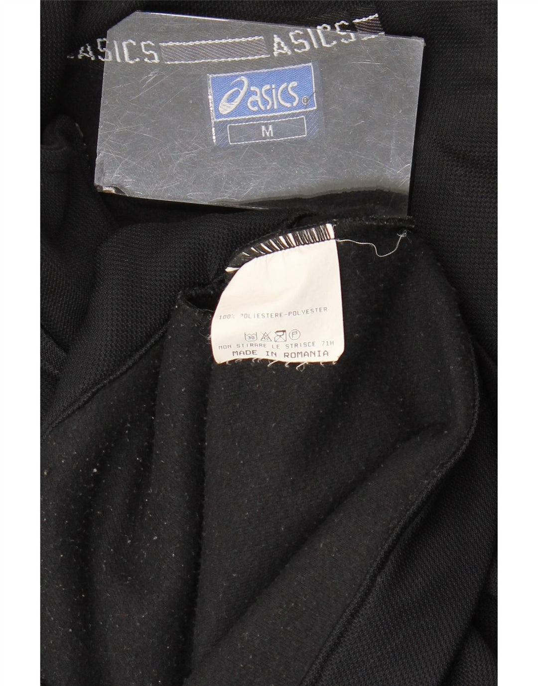 Asics Hombre Gráfico Chándal Top Chaqueta Mediano Negro Colorblock Poliéster