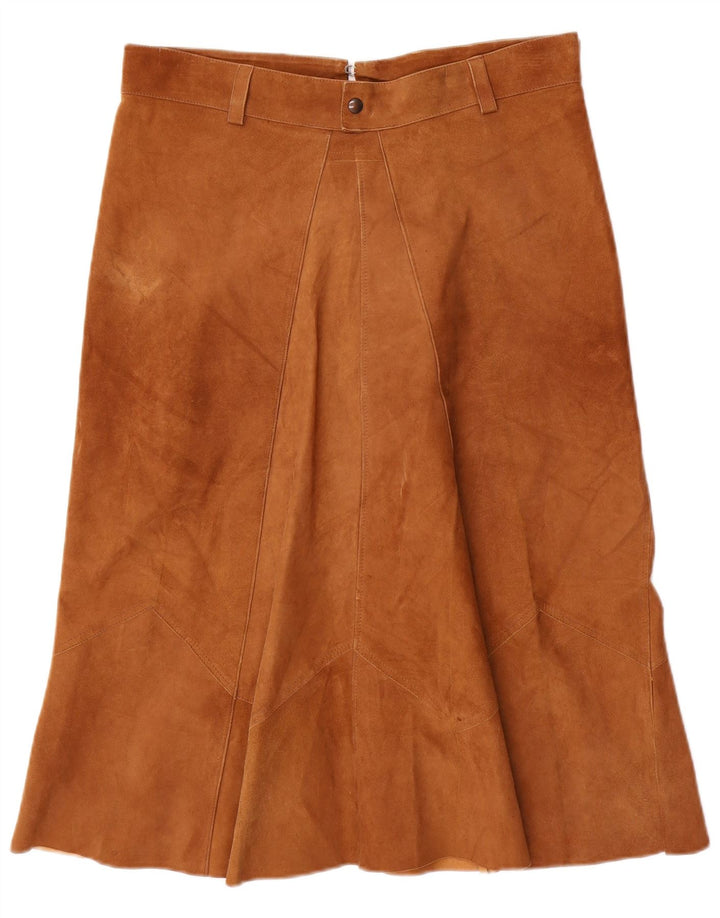 VINTAGE Falda de ante para mujer W32 Marrón grande