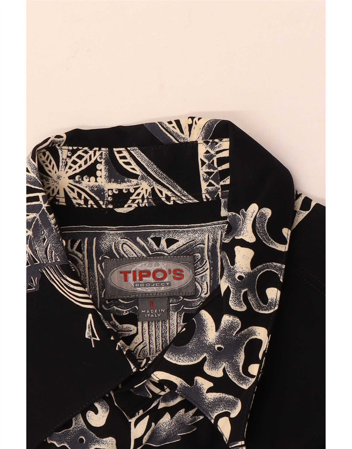 Tipo' S Camisa de manga corta para hombre grande negra geométrica