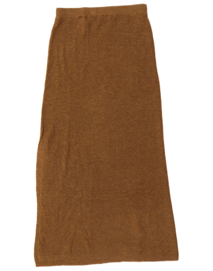 Zara Mujer Falda Maxi De Punto Pequeña W26 Poliamida Marrón
