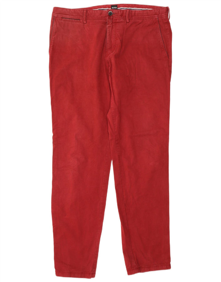 HUGO BOSS Pantalón chino recto de corte regular para hombre IT 50 Large W36 L32 Rojo