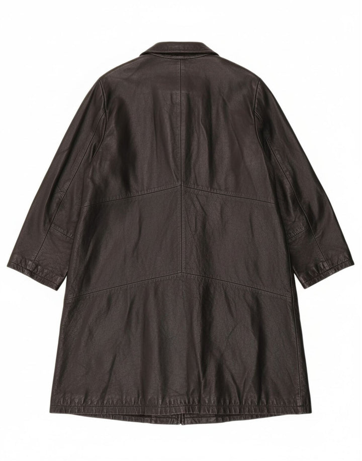 DOUGLAS Womens Leather Coat IT 44 Medium Black Leather