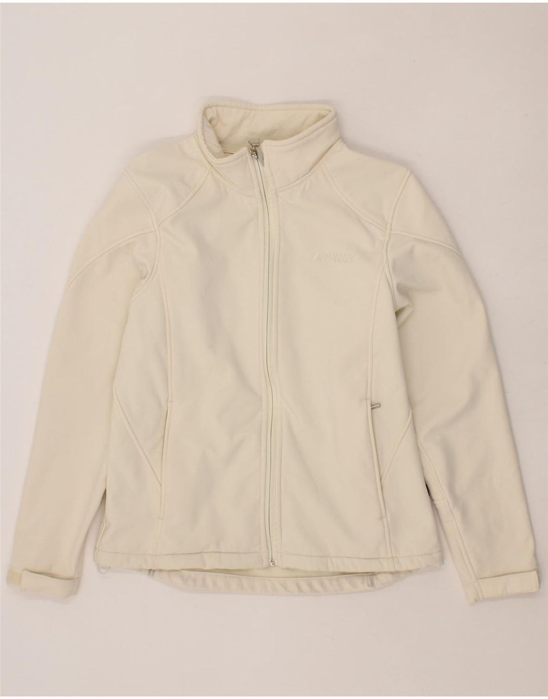 K-WAY Womens Tracksuit Top Jacket EU 38 Medium White Polyester Vintage K-Way and Second-Hand K-Way from Messina Hembry 