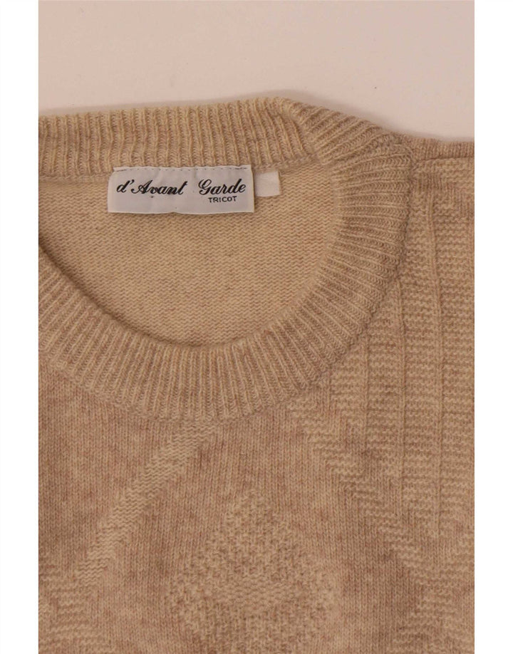 Avant Garde - Jersey de cuello redondo para hombre, color beige medio, rombos/diamante