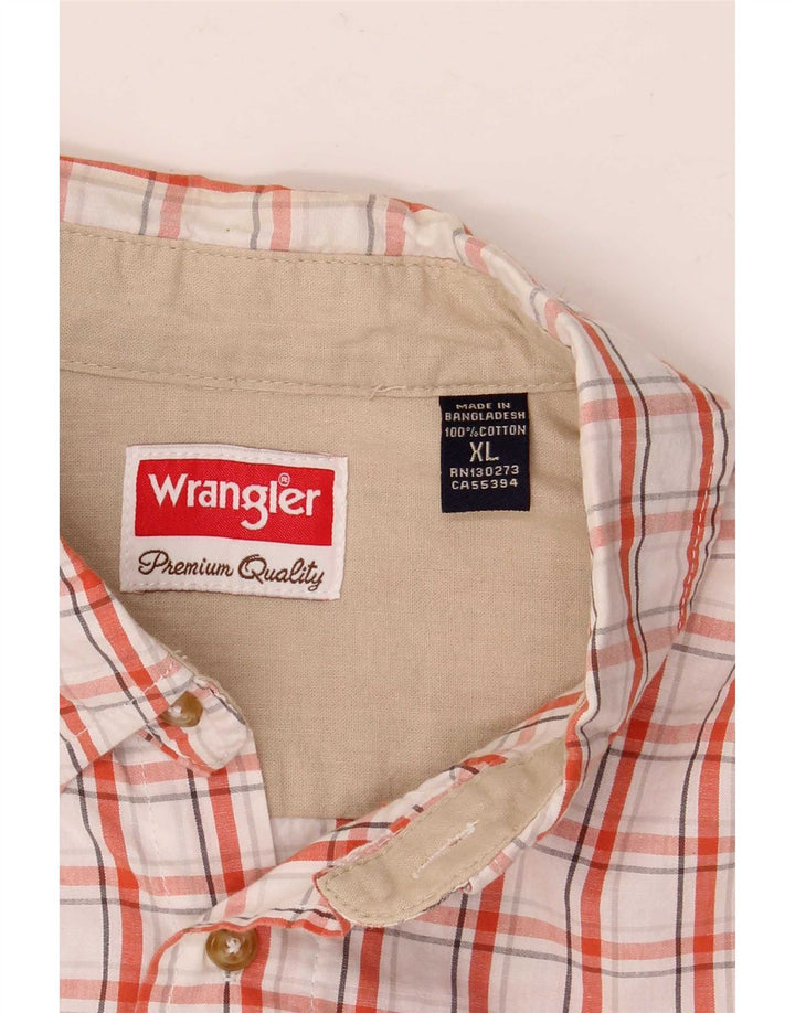 Wrangler Camisa De Manga Corta Hombre XL Algodón A Cuadros Blanco