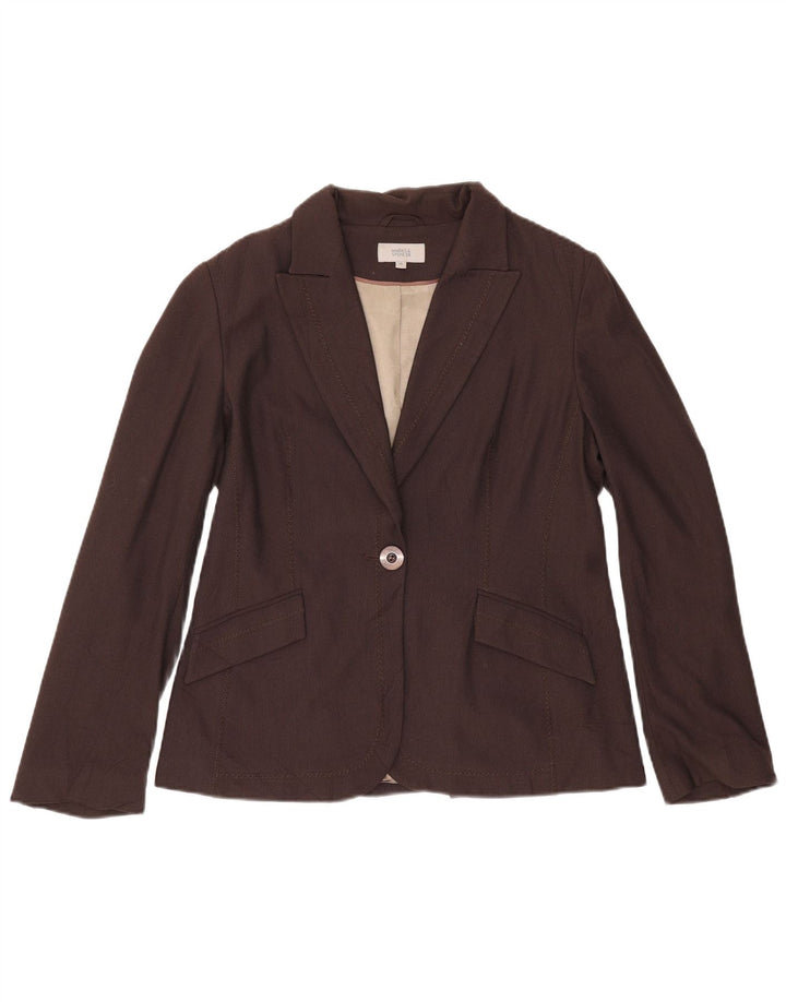 Marks & Spencer Chaqueta tipo blazer con 1 botón para mujer, talla 44, color marrón medio