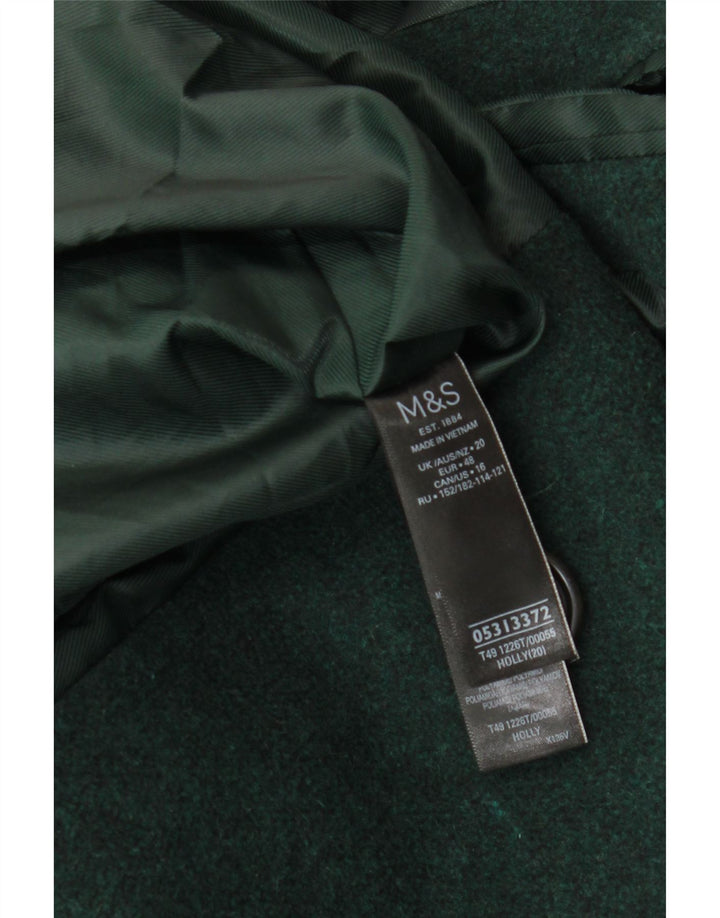 Marks & Spencer Abrigo cruzado para mujer UK 20 2XL Lana verde