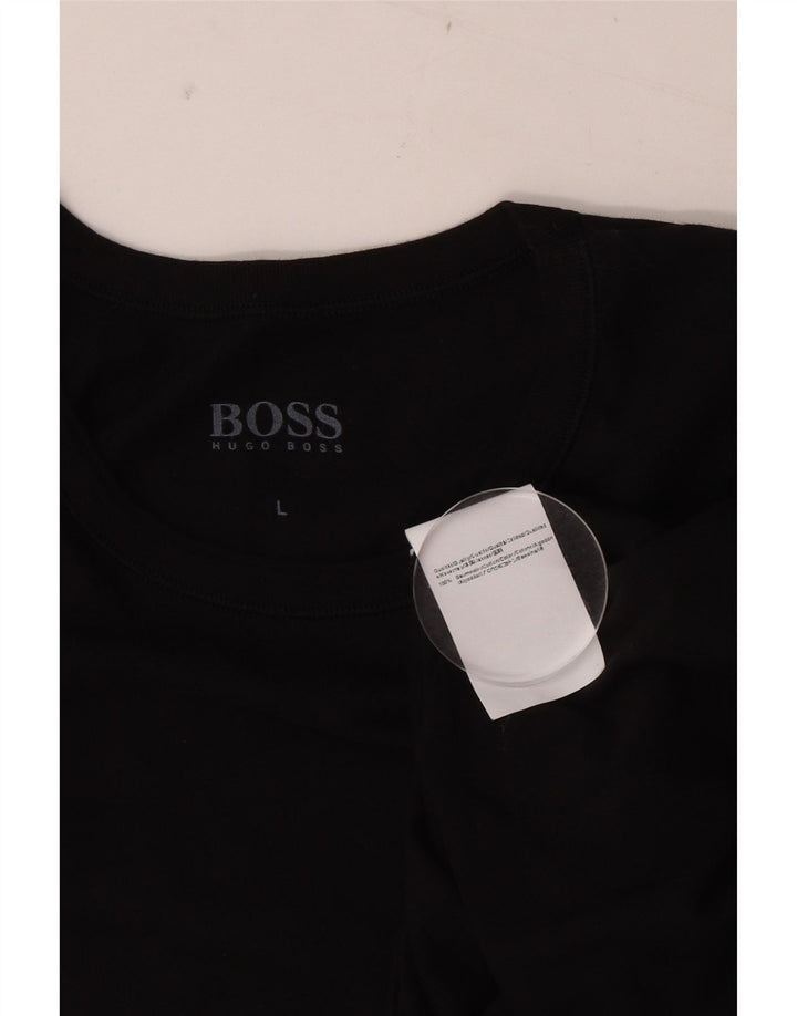 Hugo Boss Hombre Camiseta Top Grande Algodón Negro
