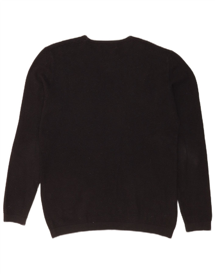 Zara Hombre Jersey De Cuello Redondo Jersey Grande Acrílico Negro