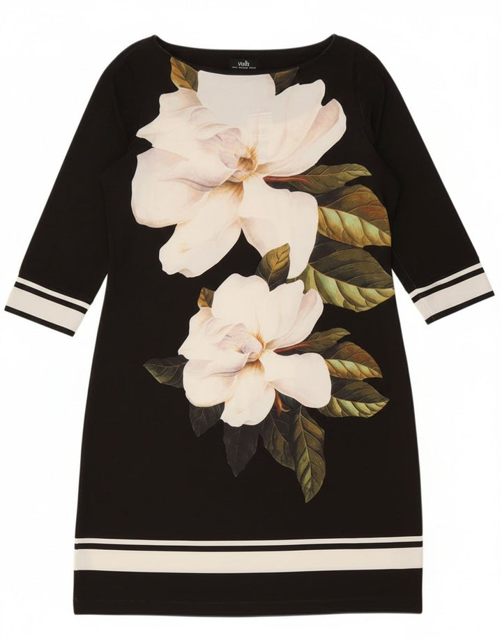 Wallis Vestido de manga 3/4 para mujer US 8/10 Poliéster floral negro mediano