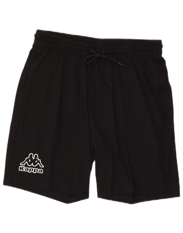 KAPPA Pantalones cortos deportivos gráficos para hombre de algodón negro grande