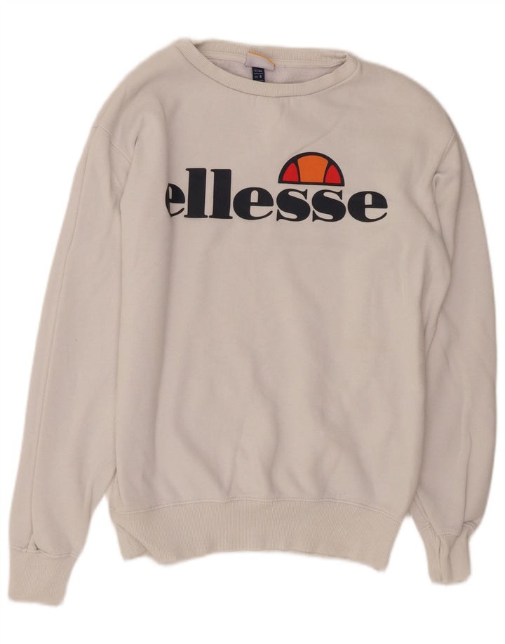 ELLESSE Sudadera con gráfico extragrande para mujer UK 8 Small White