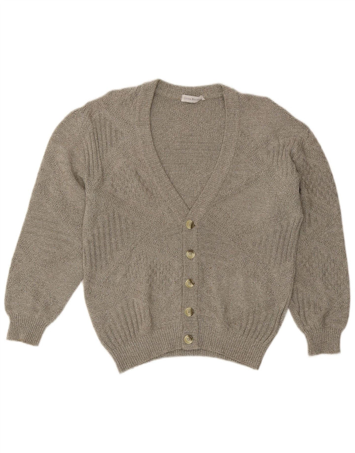 Vintage hombres Cardigan suéter IT 50 gris grande