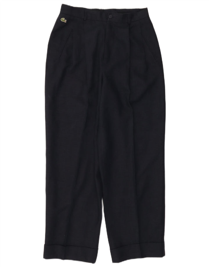 Lacoste Pantalón de traje con pinzas para hombre Talla 44 Grande W30 L29 Lino azul marino