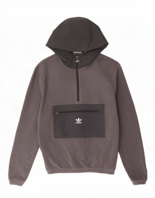 Adidas Jersey De Forro Polar Con Capucha Y Cremallera Para Hombre XS Gris Colorblock Poliéster