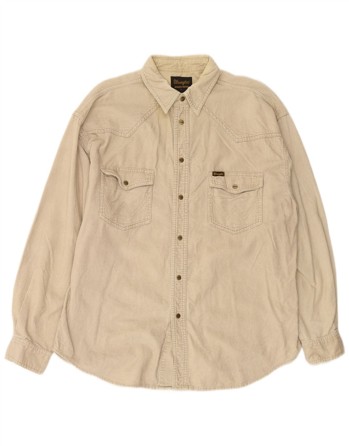 WRANGLER Camisa de pana occidental para hombre XL Algodón beige
