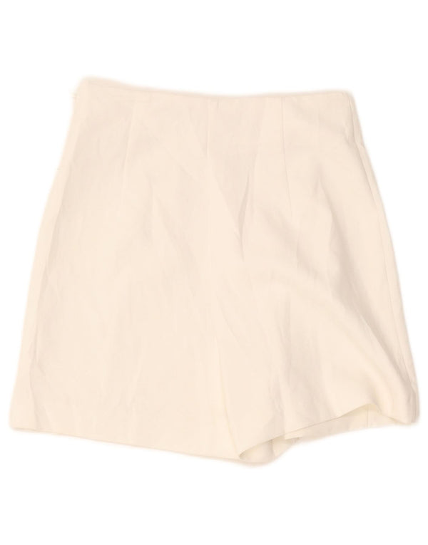 Zara Mujer Pantalones Cortos Casuales De Cintura Alta XS W24 Blanco