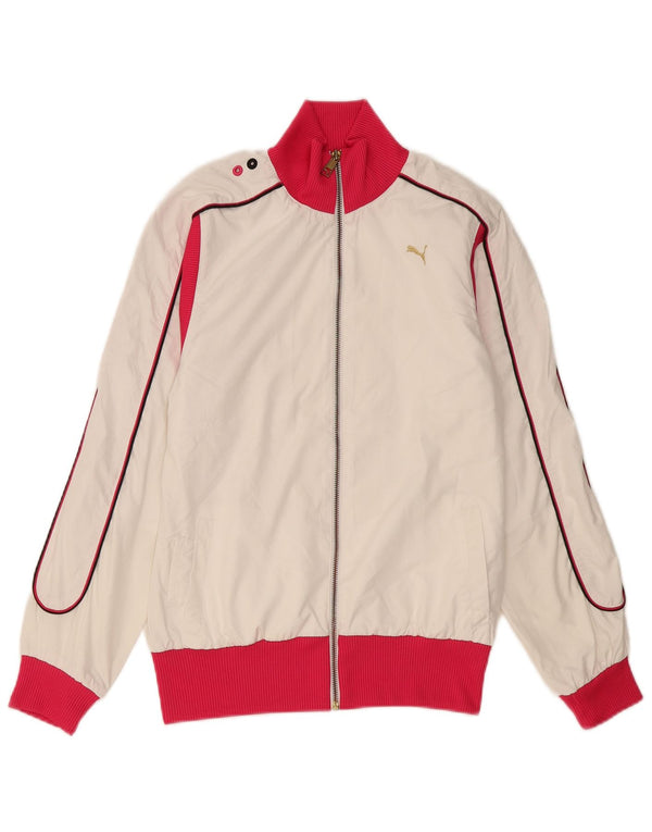 Puma Mujer Chándal Top Chaqueta UK 10 Pequeño Blanco Colorblock Poliéster