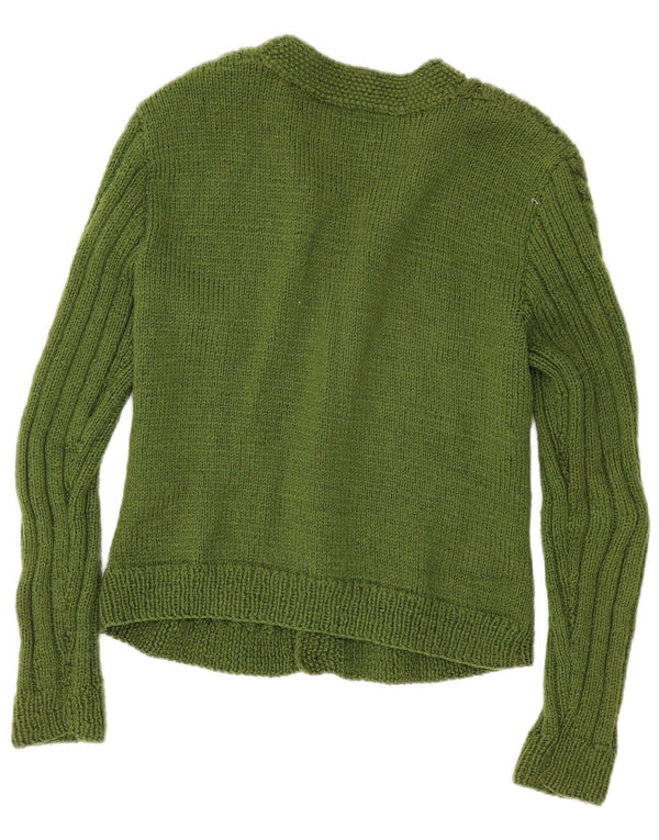 Vintage mujer crop cardigan suéter Reino Unido 10 pequeño verde