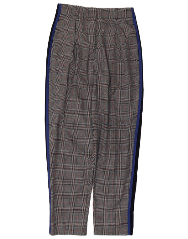 Topshop Pantalones chinos cónicos de cintura alta para mujer UK 6 XS W26 L28 Grey Check