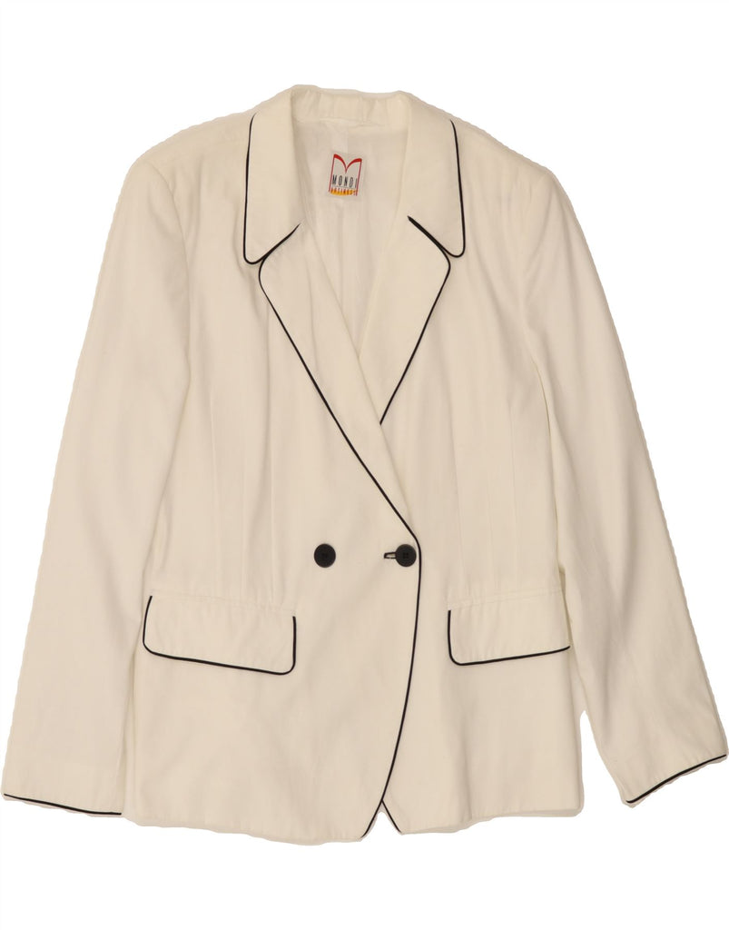 MONDI Womens Double Breasted Blazer Jacket UK 14 Medium White Vintage Mondi and Second-Hand Mondi from Messina Hembry 