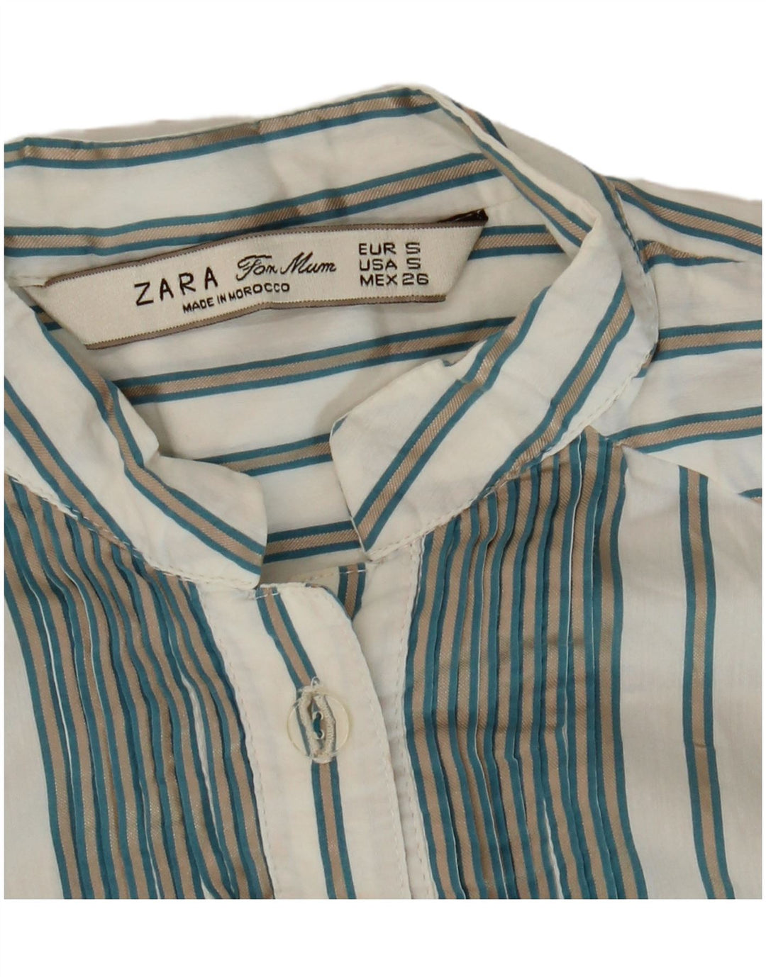 Zara Mujer Jersey Camisa UK 10 Small Blanco Rayas