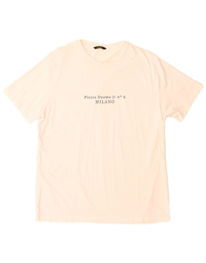 Massimo Dutti Hombre Camiseta Gráfica Top Large Off White