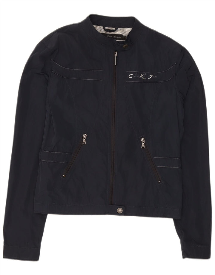 Calvin Klein Jeans Chaqueta Bomber Corta para Mujer Reino Unido 14 Grande Azul Marino
