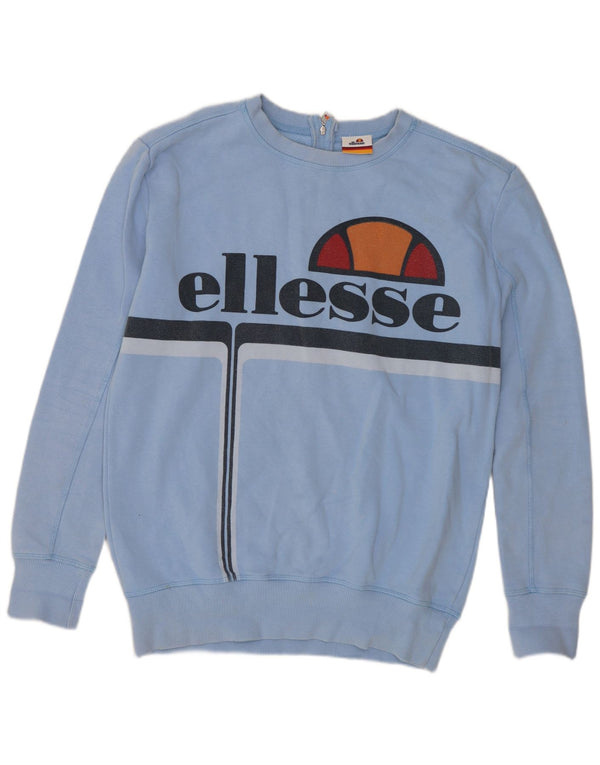 Ellesse Sudadera de gran tamaño con gráfico para mujer UK 10 Small Blue Cotton