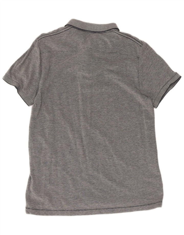 French Connection Polo ajustado para hombre de algodón moteado gris grande